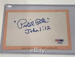 Pistol Pete Maravich Autographié Carte Index (psa / Adn Authentique)