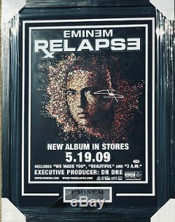 Psa / Adn Réel Slim Shady Eminem Autographié Signé Encadrée Rechute Poster Rap Icon
