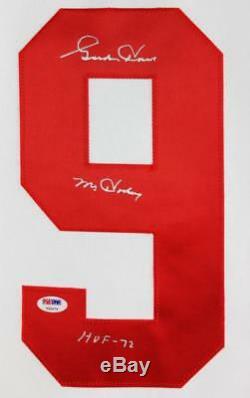 Red Wings Gordie Howe M. Hockey Hof 72 Blanc Authentique Signé Jersey Psa / Adn