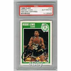 Reggie Lewis Autographiés Celtics 1989 Fleer Nba Basketball Rookie Card Adn Psa
