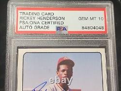 Rickey Henderson Hof Signé 1979 Tcma #9 Rc Rookie Psa Psa/adn 10 Auto