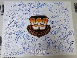 Roddy Piper Shawn Michaels Bret Hart +50 Wwe Légendes Signées 20x24 Photo Psa/adn