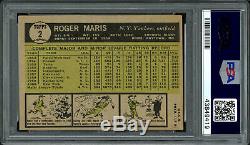 Roger Maris Autographié 1961 Carte # 2 Yankees Topps Auto 9 E Année Psa / Adn 43849419