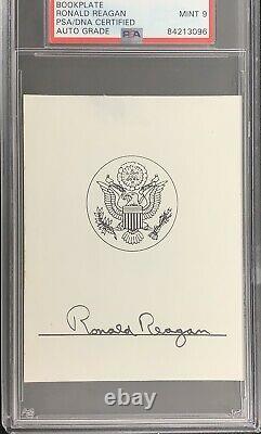 Ronald Reagan A Signé Bookplate President Autograph Psa/dna Auto Mint 9 Slab Nice