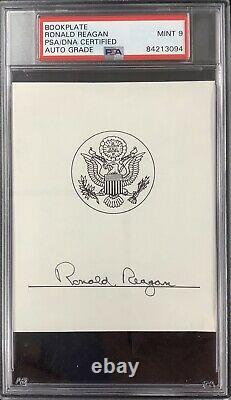 Ronald Reagan Signé Libris Autograph Psa / Adn Président Auto Mint 9 Slab De Nice