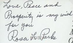 Rosa Parks a signé une citation magnifique écrite à la main avec PSA DNA