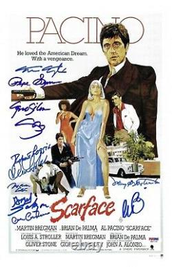 Scarface Cast Autographié 11x17 Affiche Photo Al Pacino Bauer Loggia Psa Dna Loa