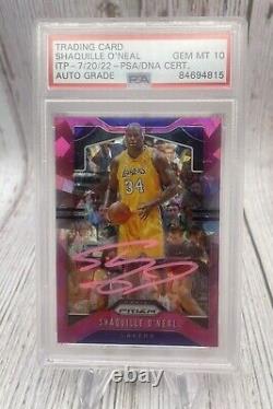 Shaquille O'Neal 2019-20 Panini Prizm Pink Ice Auto Hard Signed #11 PSA/DNA 10  
	
<br/>	
 <br/>	
 Shaquille O'Neal 2019-20 Panini Prizm Rose Glace Autographe Dur Signé #11 PSA/DNA 10