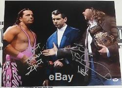 Shawn Michaels Et Bret Hart Signé Wwe 16x20 Photo Psa / Adn Coa Avec Vince Mcmahon