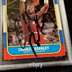 Signé 1986-87 Fleer Charles Barkley Autograph Rookie Card Psa/dna Coa Auto Rc
