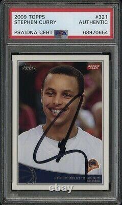 Stephen Curry Signé 2009 Topps Rookie Card #321 Psa/dna Slab Dual Service