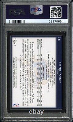 Stephen Curry Signé 2009 Topps Rookie Card #321 Psa/dna Slab Dual Service