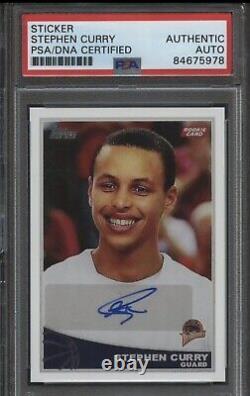Stephen Curry a signé 2009-10 Topps RC Sticker AUTO PSA/DNA Authentic GS Warriors