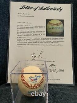 Ted Williams Autographié Baseball Omlb Brown Psa Adn Loa Signé Navire Libre