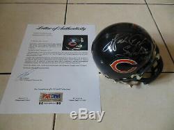 Walter Payton Mini Casque Signé Chicago Bears Autographié Avec Psa Dna Coa