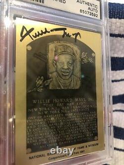 Willie Mays Psa/adn Certifié Autographe Hall Of Fame Plaque Signée Autographe Psa