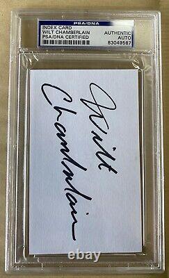 Wilt Chamberlain Autographié 3x5 Carte Index Couper Psa/adn Lakers Beautiful Auto